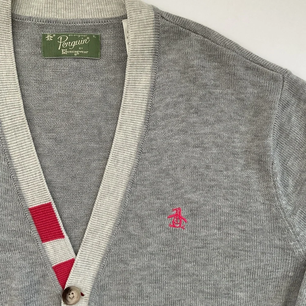 Original Penguin Cardigan Sweater Gray Size XL